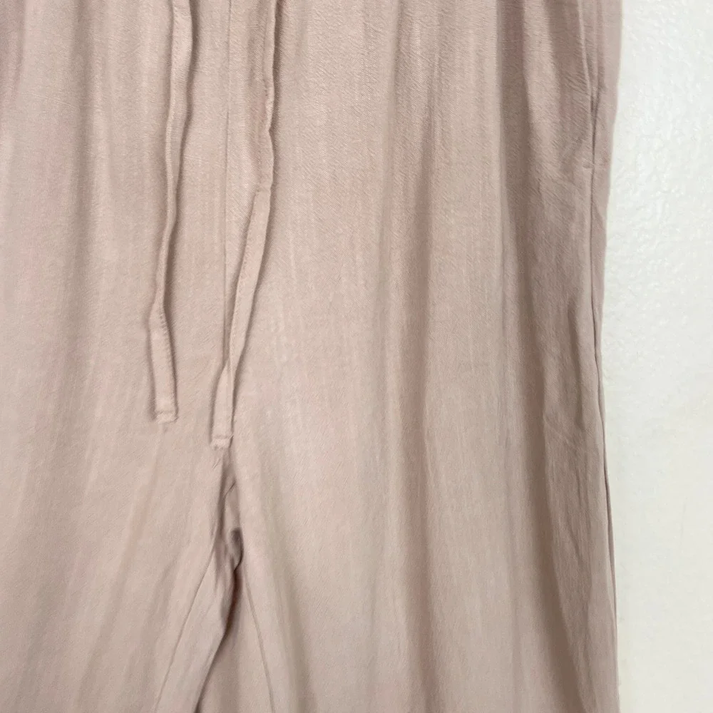 Womens Pants Sz L Linen Wide Leg Minimalist Natural Beachy Travel Flowy Coastal